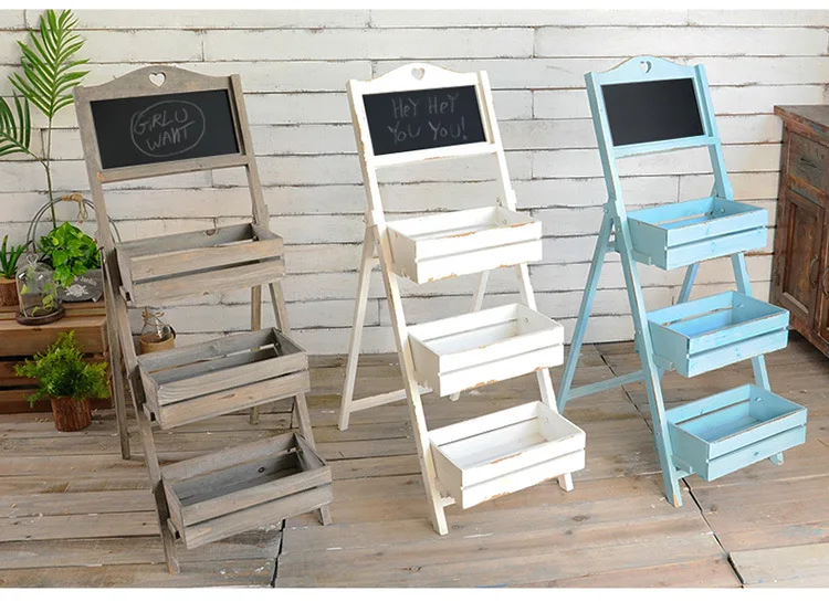 Blackboard Meaty Floor to Floor Flower Shelf Multi layered Shelf Decoration Creative Clothing Shop Cafe