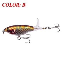 Topwater Propeller Fishing Lure with Rotating Soft Tail Plastic Bait (B)