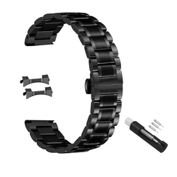 Sleek Stainless Steel Quick Release Watch Band - Versatile Metal Chain Strap - 22mm (Black)