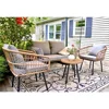 4 Pieces Patio Furniture Set, Outdoor All-Weather Rattan Conversation Set with Loveseat Chairs Table Soft Cushions for Backyard 1