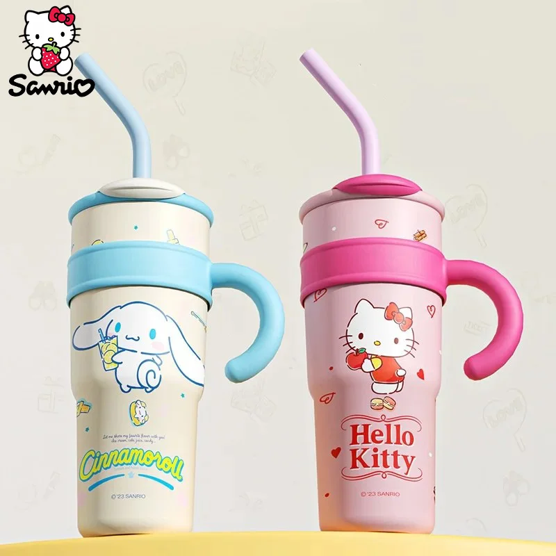 

700 мл Sanrio бутылка для воды Cinnamoroll большой емкости соломенный термос чашка Hello Kitty нержавеющая чашка моя мелодия почтовый подарок для детей