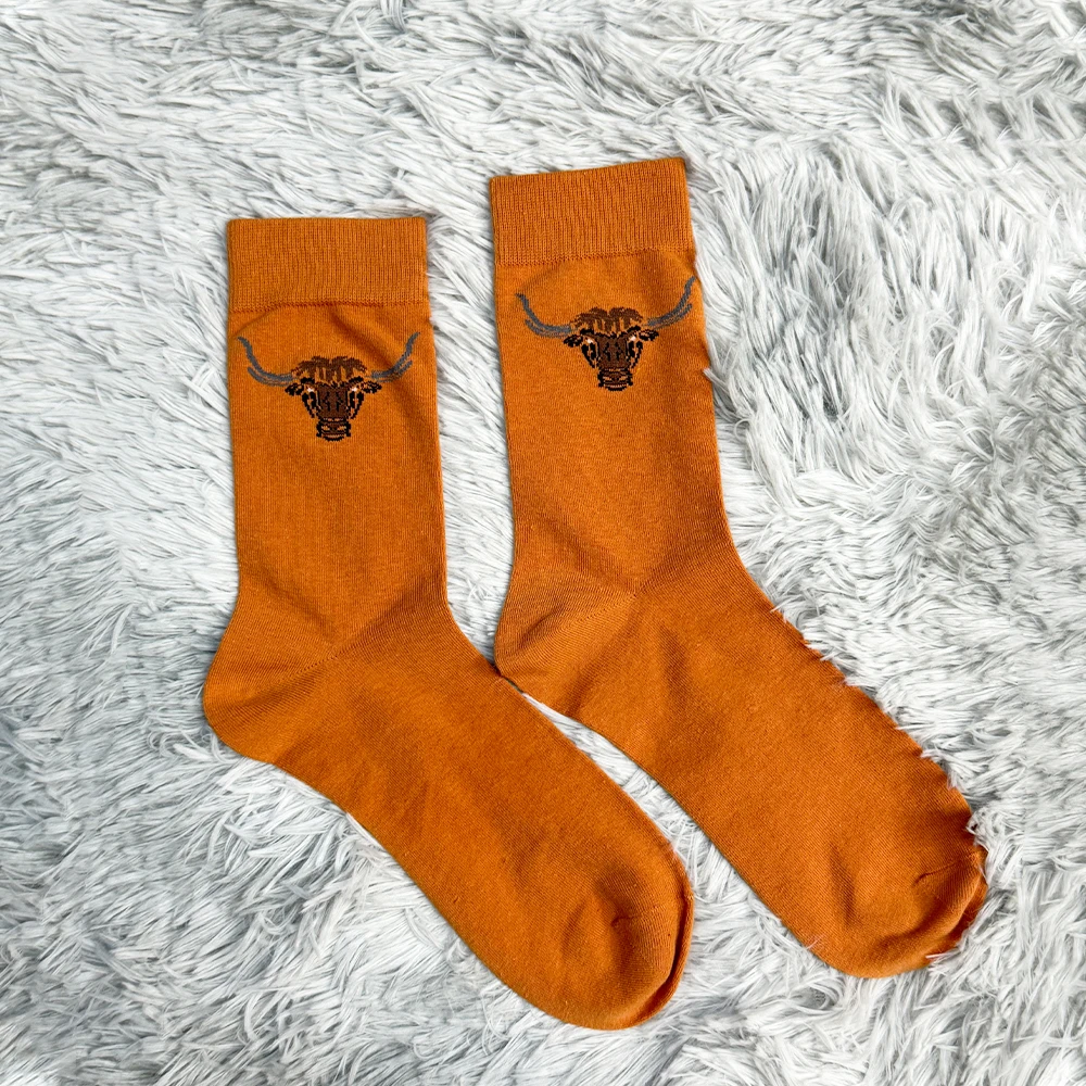Highland Cow Plush Slippers with Socks Brown Cattle Home Slippers Scottish Animals Warm Soft Shoes Christmas Plushie Gift 6