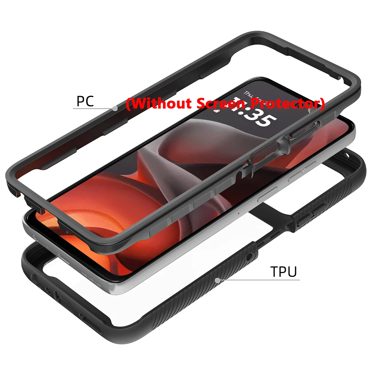 Shockproof Armor Glossy Phone Case with Transparent Acrylic Back
