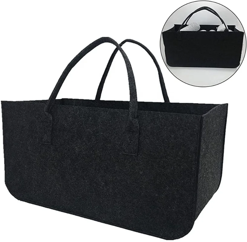 

Foldable felt storage box with handle shopping basket large capacity solid color tote bag for newspapers and toys