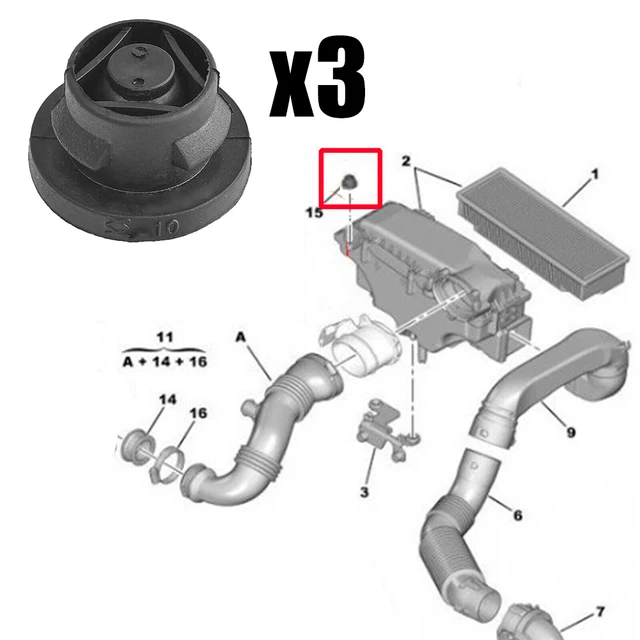 3Pcs Car Air Filter Rubber Insert Grommet For 1.6 HDI Diesel 1422A3 1422.A3 Hood Rubber Gasket Parts Easy To Install 3