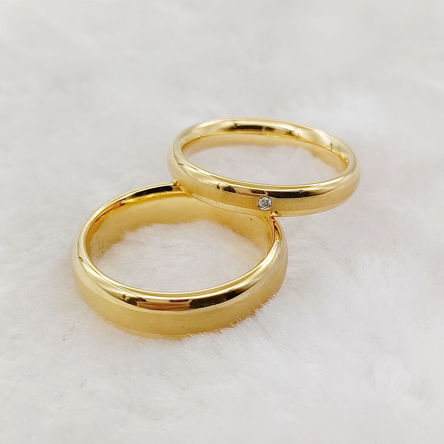 Wedding Rings Domed 18k Gold Plated Titanium gold plated rings wedding rings gold rings