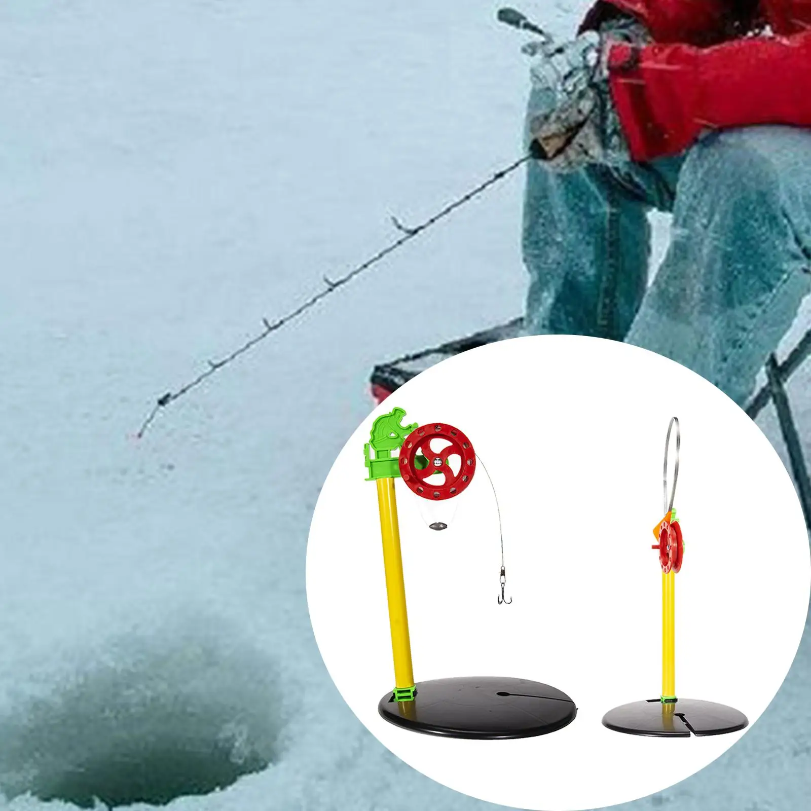 2x Durable Ice Fishing Rod with Marker Flag Pole Resistant Compact 2Pcs  Winter for Fishing Tackle