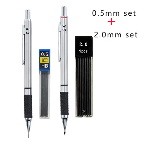 Metal Mechanical Pencil Set with Pencil Grip, Leads Art Drawing Student Office Supplies 0.5/0.7/0.9/2.0mm Automatic Pencil - Image 16