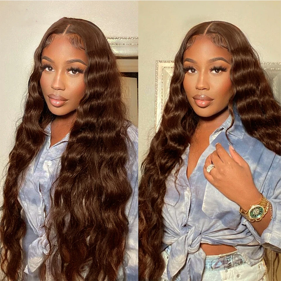 #4 Chocolate Brown Loose Deep Wave Clip Ins Human Hair Extensions Full Head Brazilian Natural Black Color Hair 120G/Set For Wome