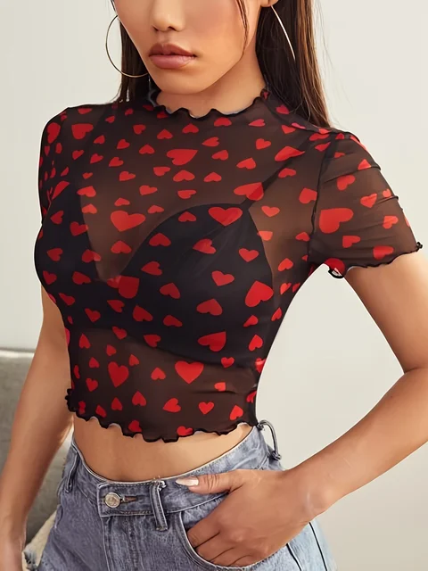 Mikayla Heart Shaped Mesh Top 4