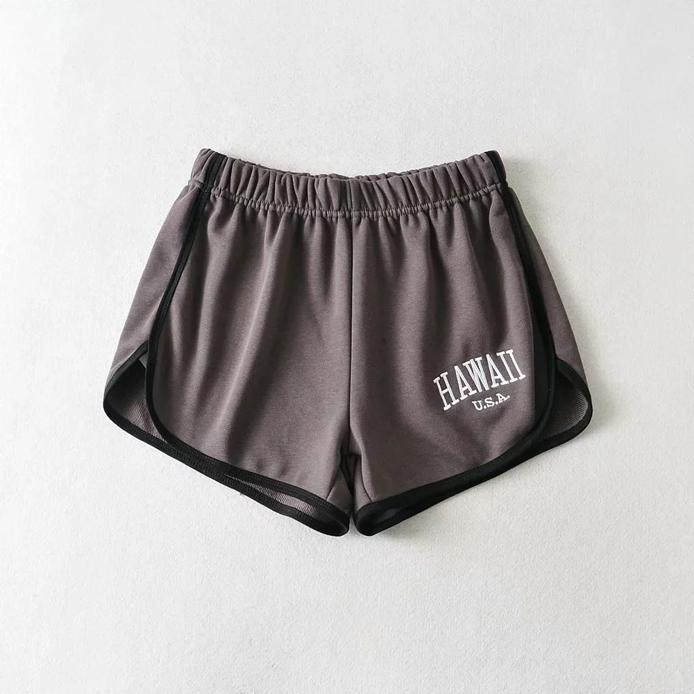 Women's Embroidered Letter Runner Stretch Shorts, Girls Sports Shorts, Brandy Sweatpants, Pants, Fashion