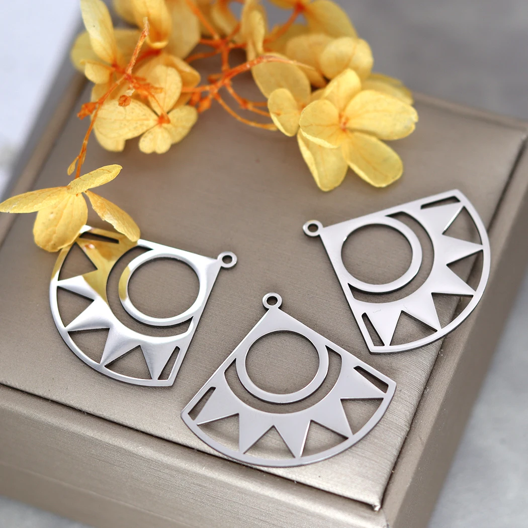 3pcs 팬 모양의 태양 매력 Diy 수제 보석 팔찌 구두 결과 목걸이 만들기에 대 한 스테인레스 스틸 귀걸이 펜 던 트