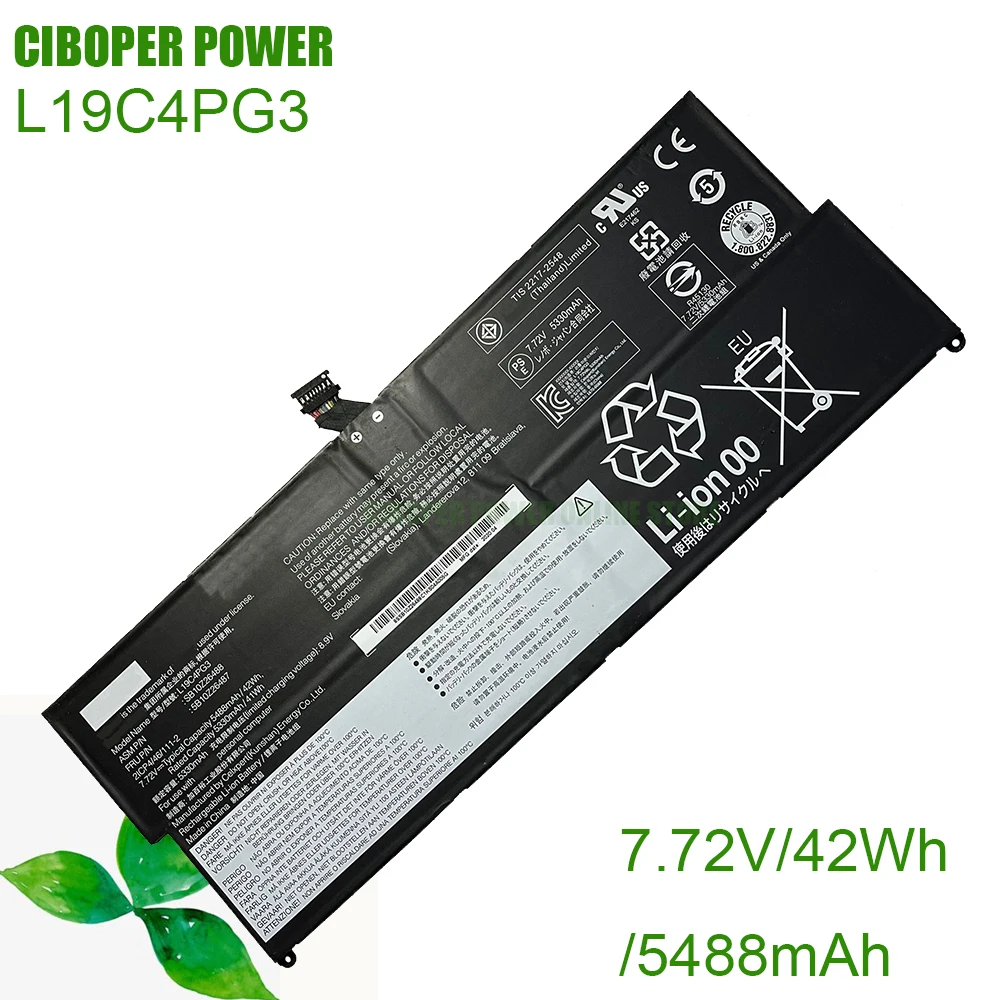 

CP Genuine Laptop Battery L19C4PG3 L19M4PG3 7.72V/ 5488mAh/42Wh For ThinkPad X12 Detachable Gen 1 Series L19C4PG4 L10C4PG3