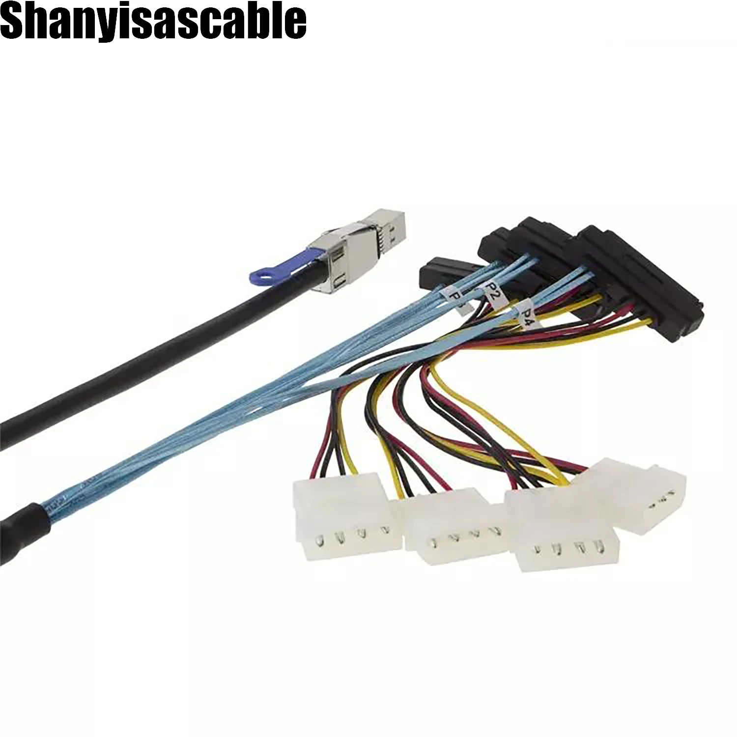 1.0M Mini SAS HD SFF-8644 to SFF-8482 with 4X Molex Power Connectors for Raid Controller to Hard Drive cable