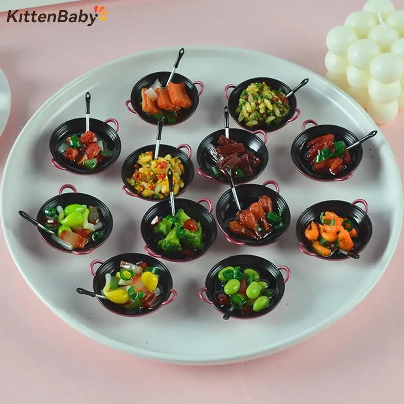 

Dollhouse Miniature DIY Accessories Mini Cooking Pot With Food Simulation Kitchen Utensils Model Doll House Decoration