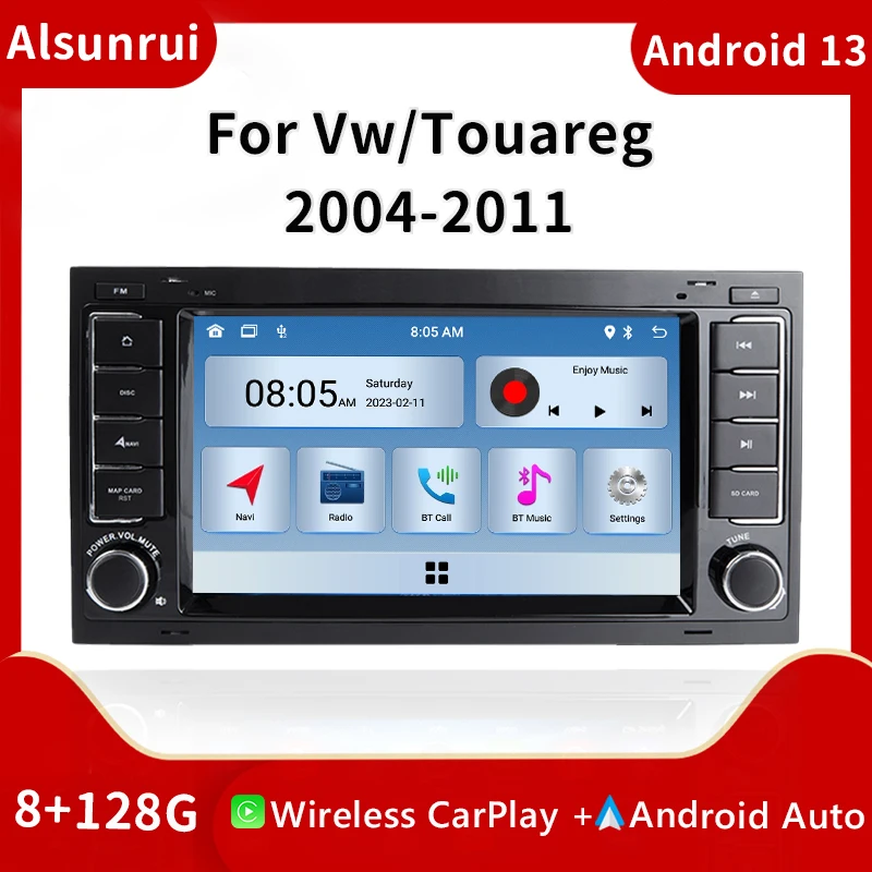 

8-ядерная Автомобильная магнитола Android 13 для VW/Volkswagen/Touareg/Transporter T5 2004-2011, мультимедиа, GPS-навигация, аудио, стерео головка