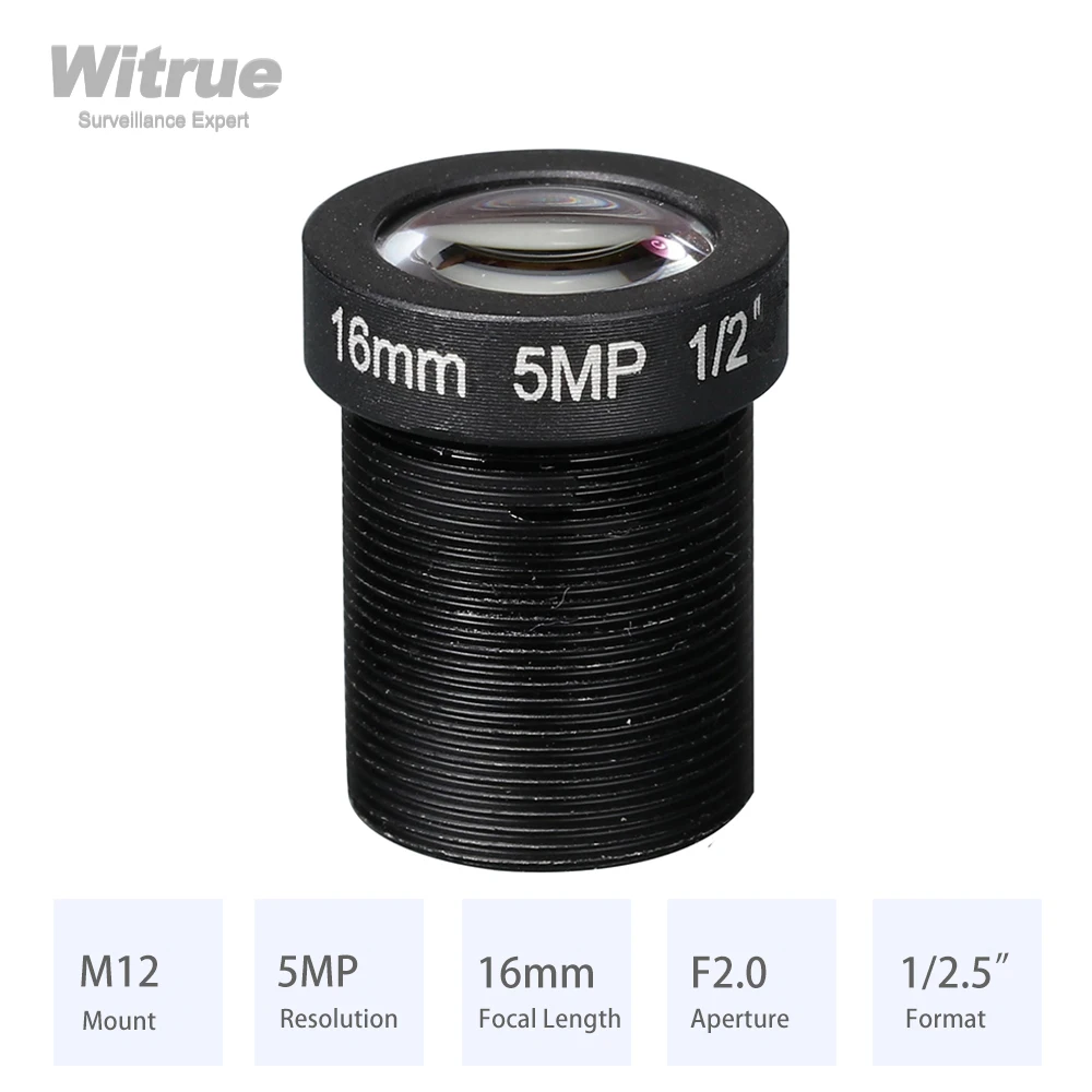 Witrue  Merevlemez 5MP M12 Felszállít objektív 8MM 12MM 16MM Kinyitás F2.0 Idomít vkit vmihez 1/2.5