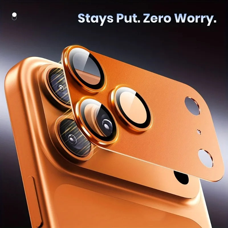 Premium Alloy Black Lens Protector - Metal Tempered Glass Cover with Lens Ring Cap
