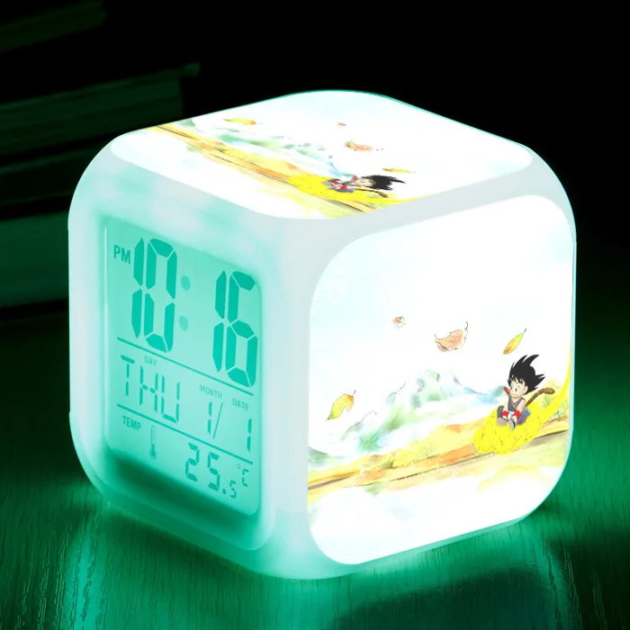 thumbnail image 1 of Reloj despertador Dragon Ball Z Goku, reloj cuadrado con siete colores cambiantes, reloj impreso Digital 3D, despertador para niños y adolescentes, regalo para niños, 1 of 5