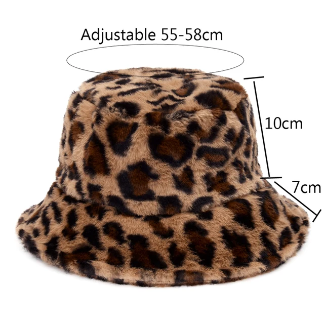 Cow Leopard Faux Fur Fluffy Bucket Hat