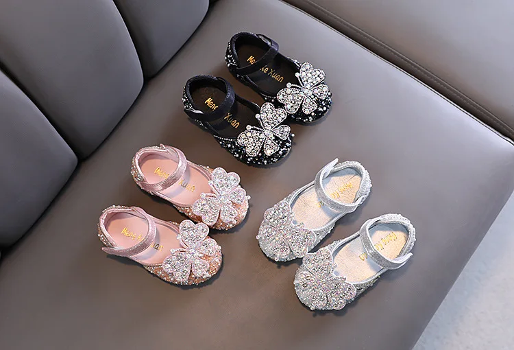 Princess Shoes for Girls Childrens Flat Soft Pearl Rhinestones Shining Kids Baby Party Wedding Dancing Spring Summer boy sandals fashion