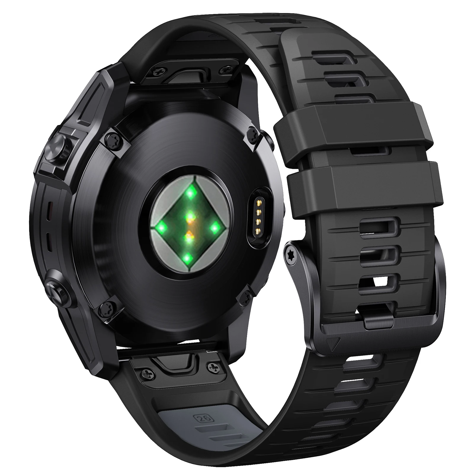 Dual-Color Silicone Quick Release Strap, 22-26mm Adjustable Band