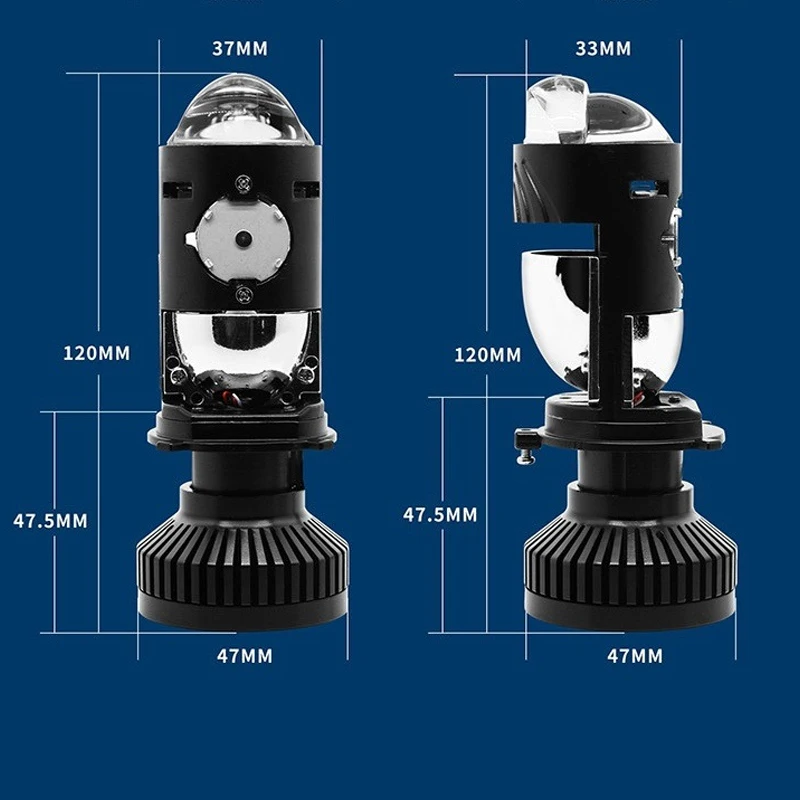 H4 LED Projector Mini Lens T3 Headlight Bulbs Hi/Lo Beam Headlight 100W 12V 24V Fog Lights Bulb LED 6000K Car Lamp