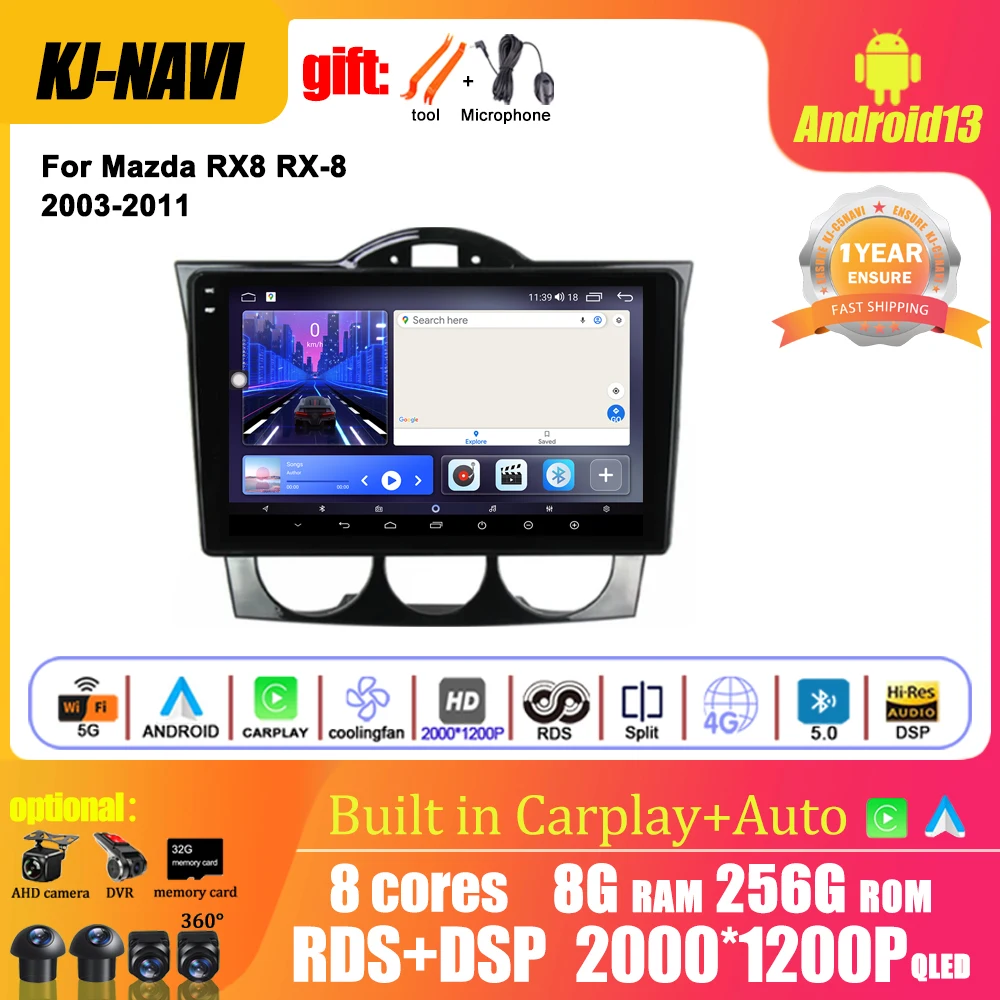 

Android 13 For Mazda RX8 RX-8 2003-2011 Car Radio Multimedia Player GPS Navigation Stereo Carplay Auto Head Unit BT No 2Din DVD