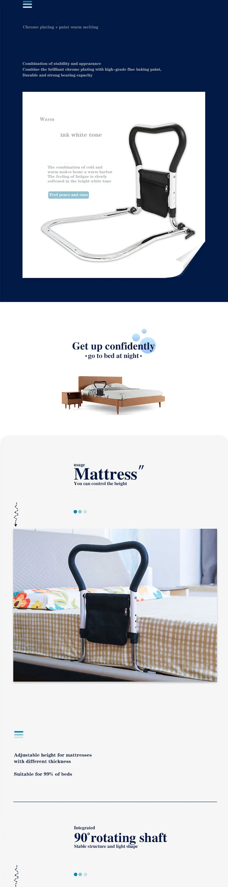 Description Picture 5 of itemHome Use Folding Safety Railing Bed Supplies Bed Safety Railing Organizer Night Railing forDisabled Elderly Bathroom Accessories