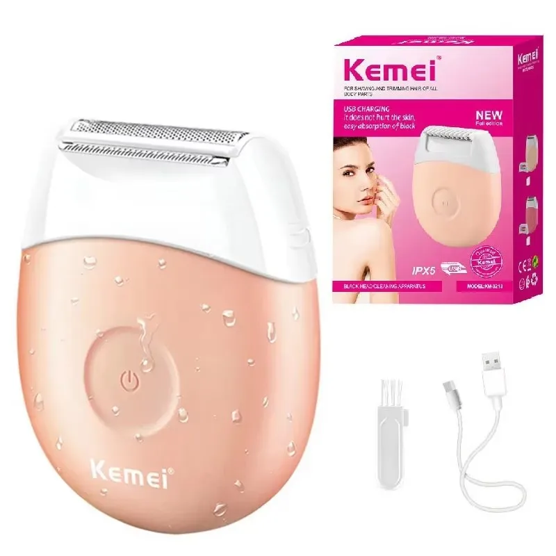USB Charging Waterproof Body Razor Epilator Kemei Km-3213 Mini Design Fast Filling Without Skin Damage Body Hair Remover