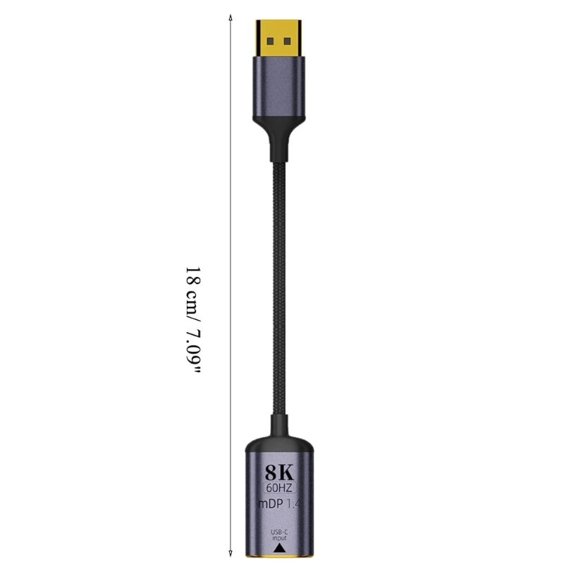 USB DisplayPort 어댑터 8K60Hz USB 유형 mDP1.4 HDTV 어댑터 케이블 18cm P8DC