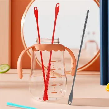 Spazzole per cannuccia in silicone da 6/8 mm, spazzola per pulizia cannuccia extra lunga da 24 cm, tubo flessibile riutilizzabile per il lavaggio della cannuccia del frullato 1