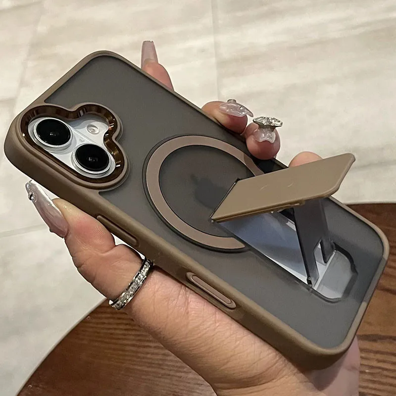 Luxury Magnetic Folding Stand with Matte Translucent Back Cover