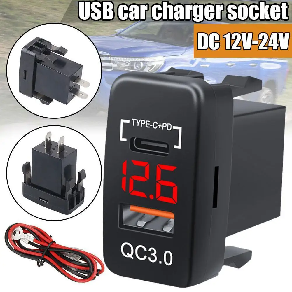 

New QC 3.0 USB Car Charger 12V-24V Fast Charging Car Power Adapter with Connector for Toyota Automotive Interior Accessories