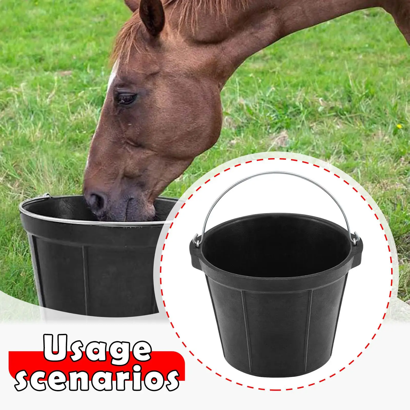 Rubber Feeder Bucket 8L Versatile Utility Horse feed Pan Horse Feeder Horse feed Bucket for Animal Feeding Goats Pig Chicken