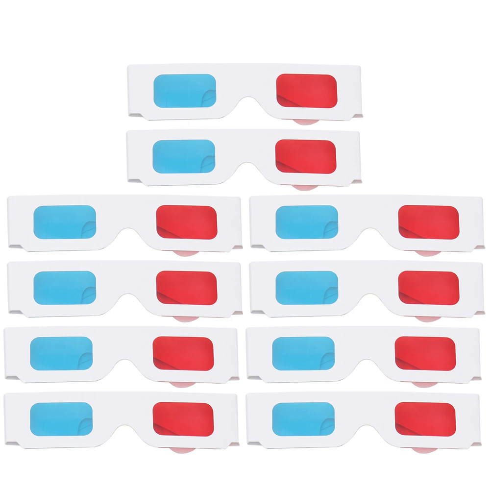 10 pcs 3D Style Glasses 3D Movie Glasses Viewing Red and Blue