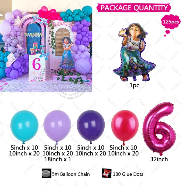 Ballons en arc thème Disney Encanto mirabo, 145 pièces, Kit de guirlande  pour enfants, décoration de