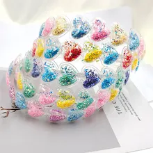 

Transparent PVC Quicksand Hairbands for Kids Girls Colorful Glitter Sequins Heart Headband Hair Hoop Princess Hair Accessories