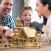 DIY Villa 3D Wooden Model Kit with Light Castle Puzzles Assembly Toy Kid Adult DIY Model Kits Desk Decoration for Gift 5