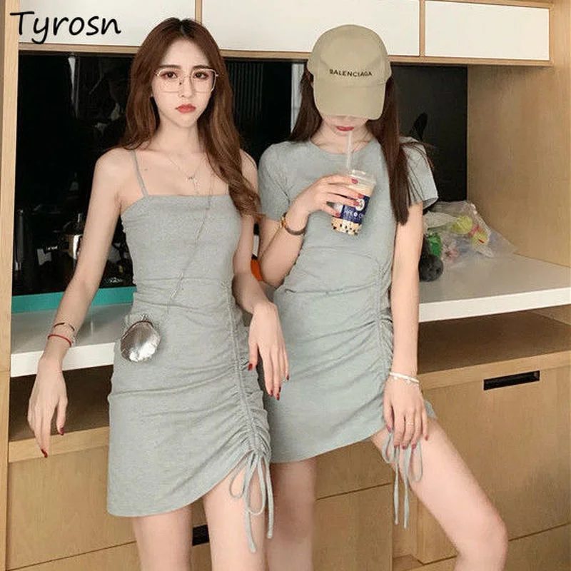 

Summer Black Sleeveless Dresses Women Sexy Slash Neck Shirring Mini-dress Backless Bodycon Elegant Spaghetti Strap Vestidos Chic