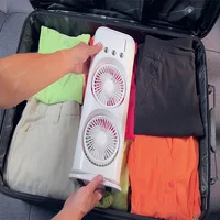 Ventilateur brumisateur portable 3-en-1 à double tête avec câble USB, ventilateur électrique, lumière LED et humidificateur d'air 5
