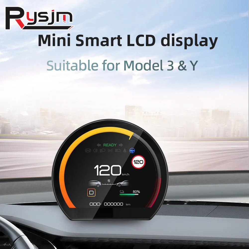 

3.54'' inch HUD Mini Smart LCD Display For Tesla Model 3/Y Linux System Head Up Display Dashboard Instrument LCD Speedometer