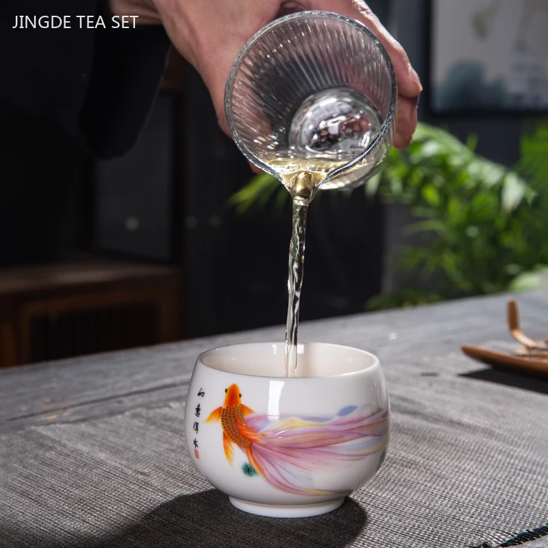 170ml Hand-painted White Porcelain Master Cup Exquisite Ceramic Tea Cups Traditional Custom Tea Set Chinese Tea Accessories