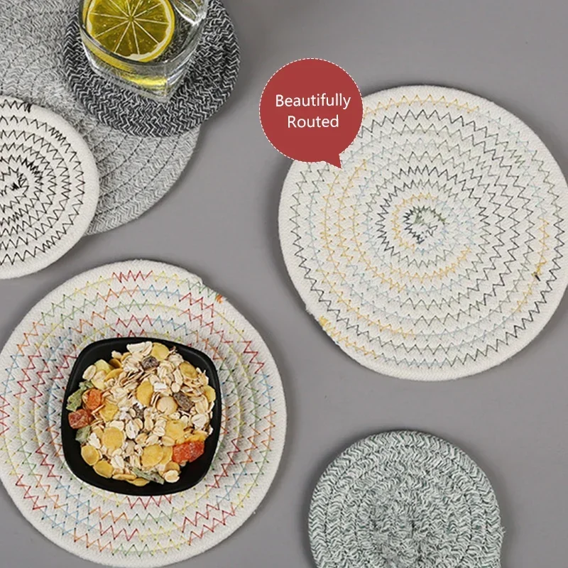 Cotton Coasters Linen Round Mats Set Insulation Coffee Pad Placemat For Dining Table Kitchen Home Decoration Accessories Mat