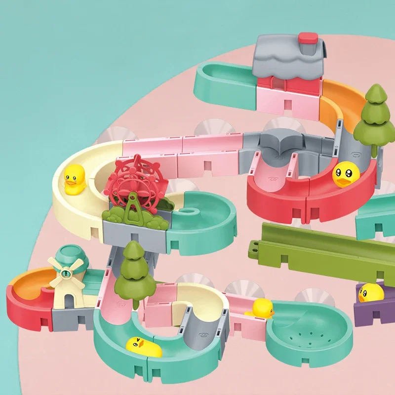 Bathroom Slide Music Set Children's Bathing Slide Paradise Water Playing Turn Music Baby DIY Wall Track Toys 3