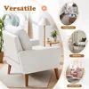 Mid Century Accent Chair, Fabric Modern Reading Living Room Chair, Fluffy Comfy Armchair Small Sofa Chair with Wood Legs 5