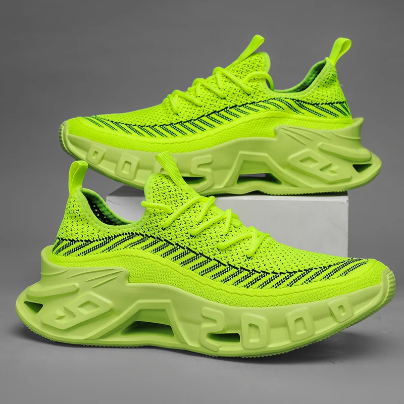 Trendy Men's Easiest for Match Breathable New Sports Shoes - Breathable Woven Upper with Striped Design, Lightweight and Plaid, Sports Shoes for Running, and Training Wear