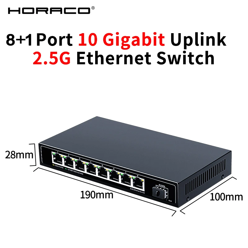HORACO　10G/2.5G スイッチングハブ HORACO 2.5GbE Managed Switch 8 Port 2.5GBASE-T Network