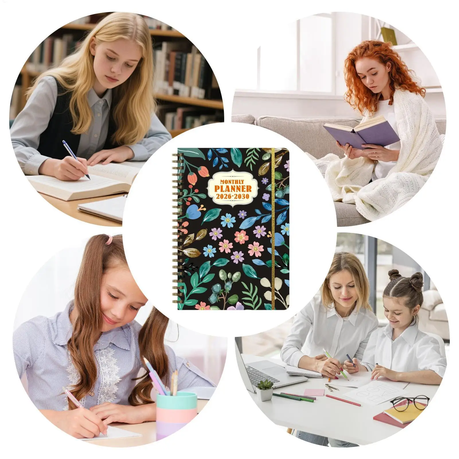 Calendar Planner 5 Year Planning Coil Bound Datebooks 2026-2030 Monthly Planner For School Student Business Work Desk Scheduling