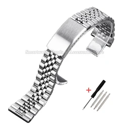 Stainless Steel Watch Strap with Metal Folding Buckle Bracelet - 16mm (Silver)